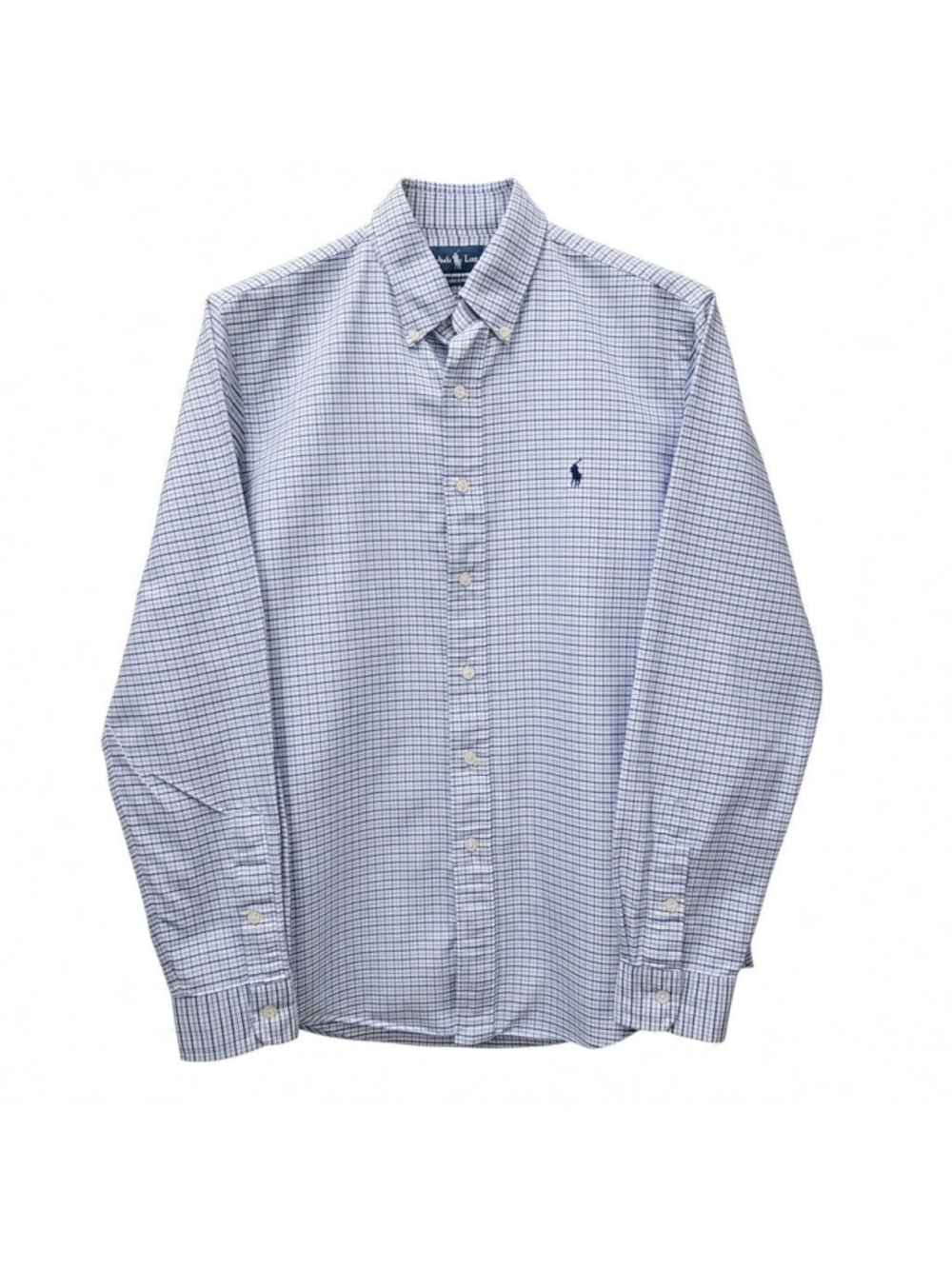 Ralph Lauren Classic Fit Button-down Long-Sleeves Blue Plaid Shirt Size Medium
